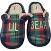 Dearfoams Boys Red & Green Plaid Lil Bear Christmas Holiday Slippers 4-5