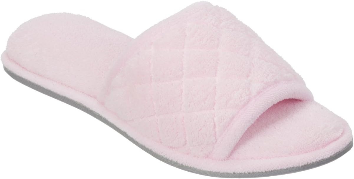 image:imageDearfoams Womens Microfiber Terry Slide SlippersFresh Pink