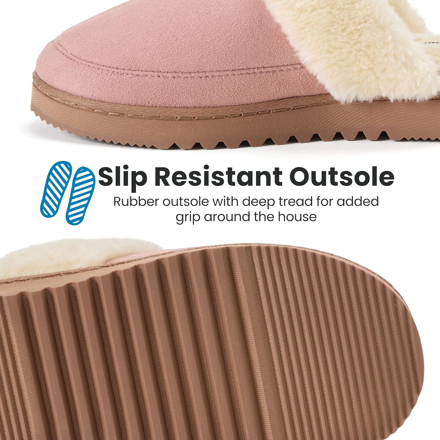 image:imageDearfoams womens Memory Foam House Shoes Slip on Microsuede Scuff Plush Lined Indoor Outdoor SlippersDusty Pink