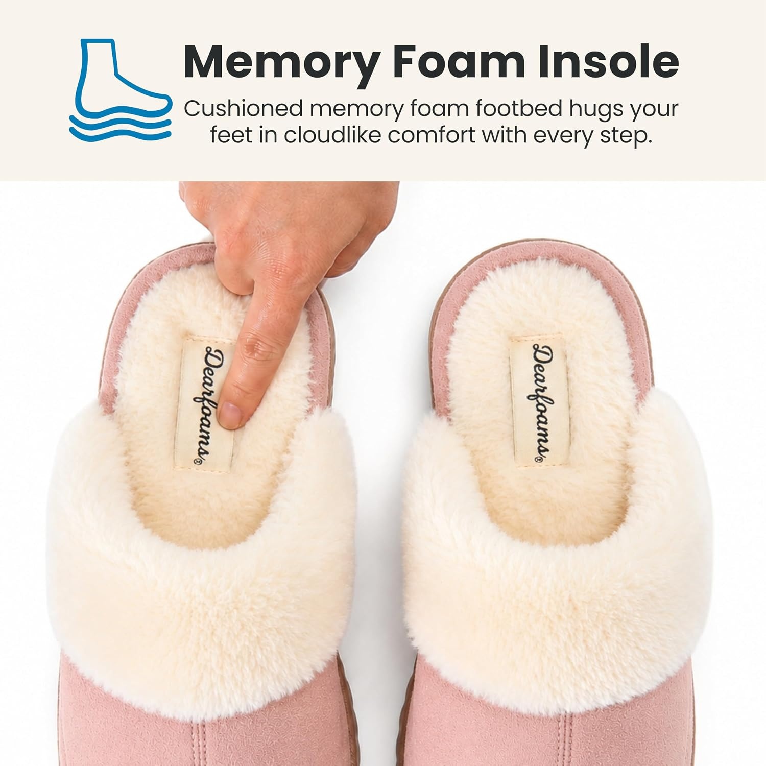 image:imageDearfoams womens Memory Foam House Shoes Slip on Microsuede Scuff Plush Lined Indoor Outdoor SlippersDusty Pink