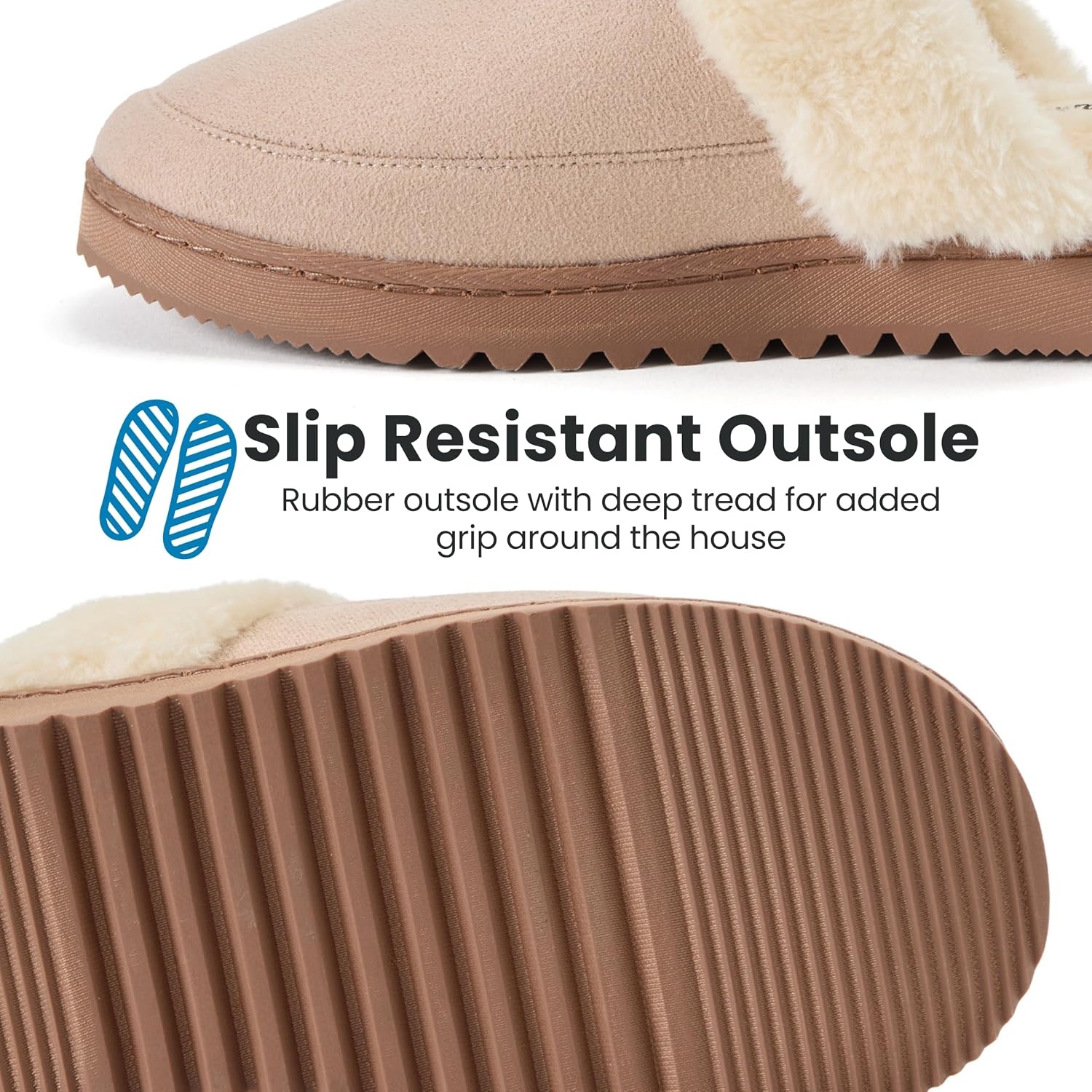 image:imageDearfoams womens Memory Foam House Shoes Slip on Microsuede Scuff Plush Lined Indoor Outdoor SlippersSand