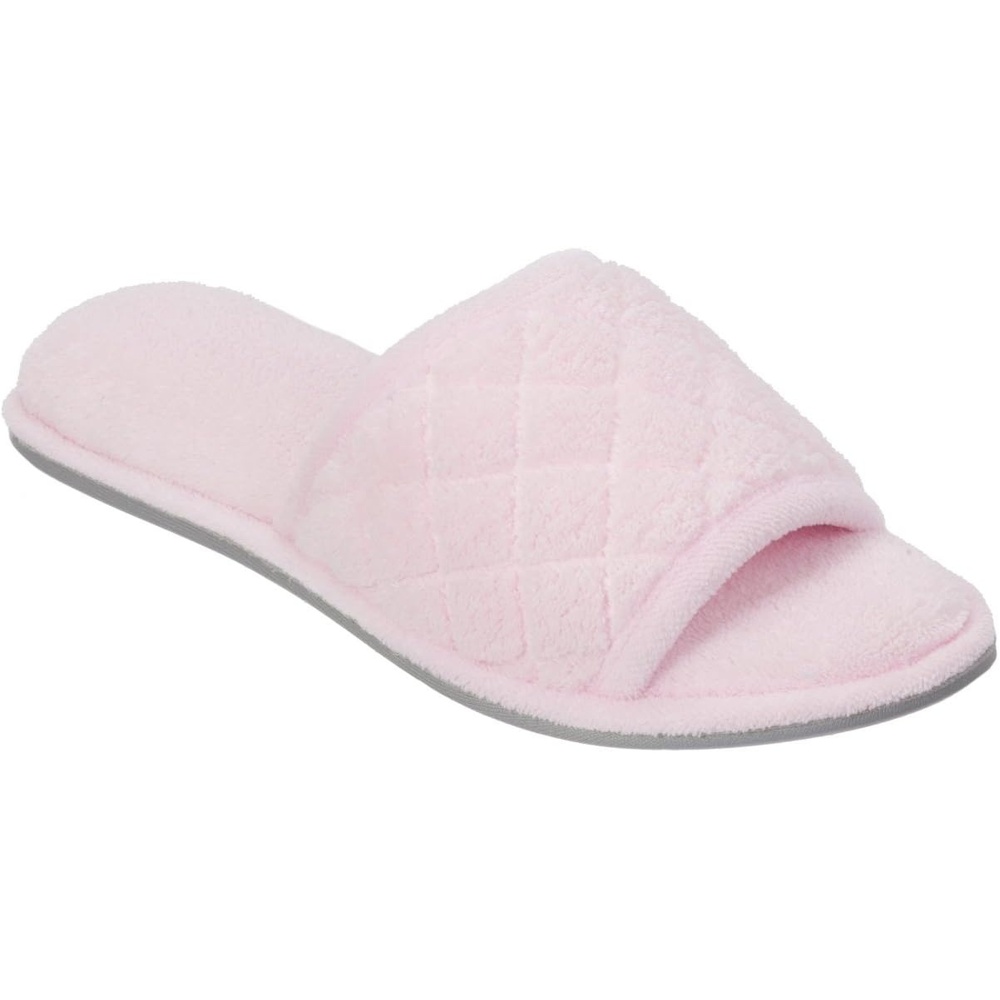 image:imageDearfoams Womens Micro Terry Slide with Quilted Vamp Fresh Pink Small 56