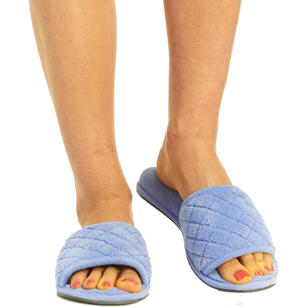 image:imageDearfoams Womens Microfiber Terry Slide SlippersIceberg