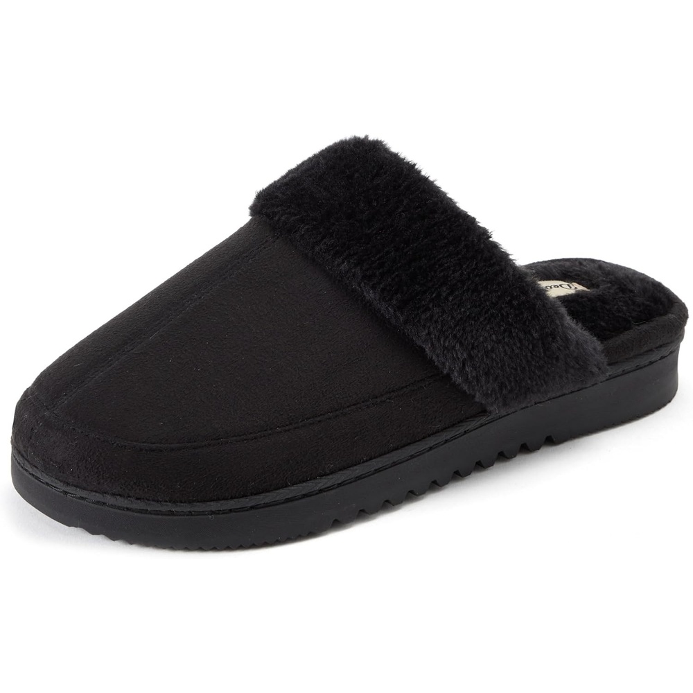 image:imageDearfoams womens Memory Foam House Shoes Slip on Microsuede Scuff Plush Lined Indoor Outdoor SlippersBlack