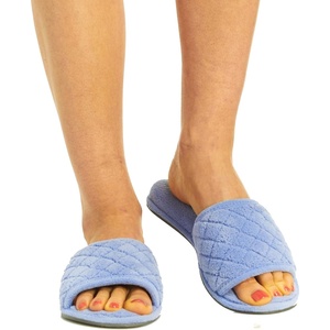 Dearfoams Womens Microfiber Terry Slide Slippers(Iceberg)