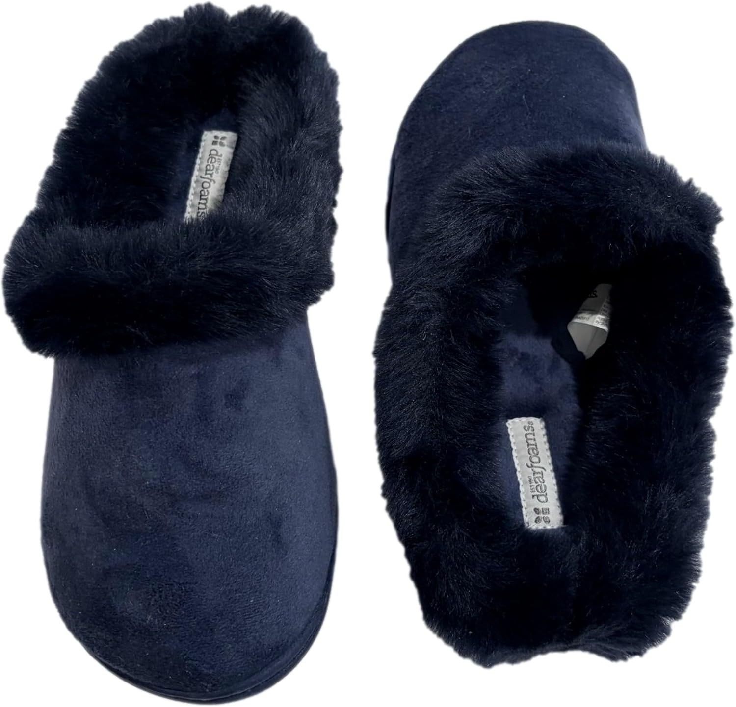 image:imageDearfoams Womens Plush Navy Blue Velour Clogs Slippers Medium 78