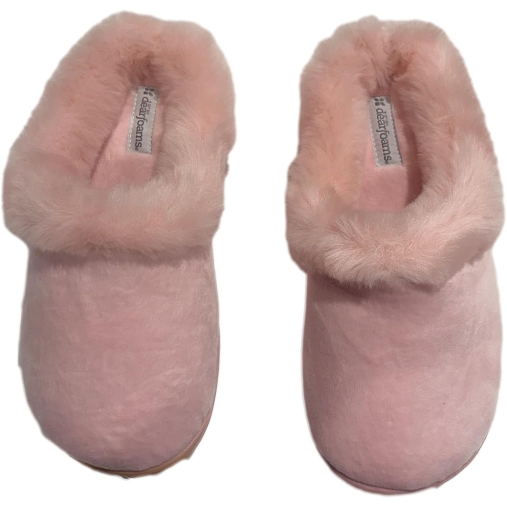 image:imageDearfoams Womens Plush Pale Pink Velour Clogs Slippers Medium 78