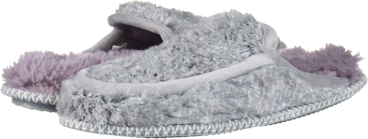 image:imageDearfoams Womens Pile Scuff W Velour Trim SlipperGrey