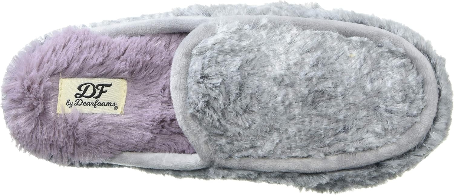 image:imageDearfoams Womens Pile Scuff W Velour Trim SlipperGrey