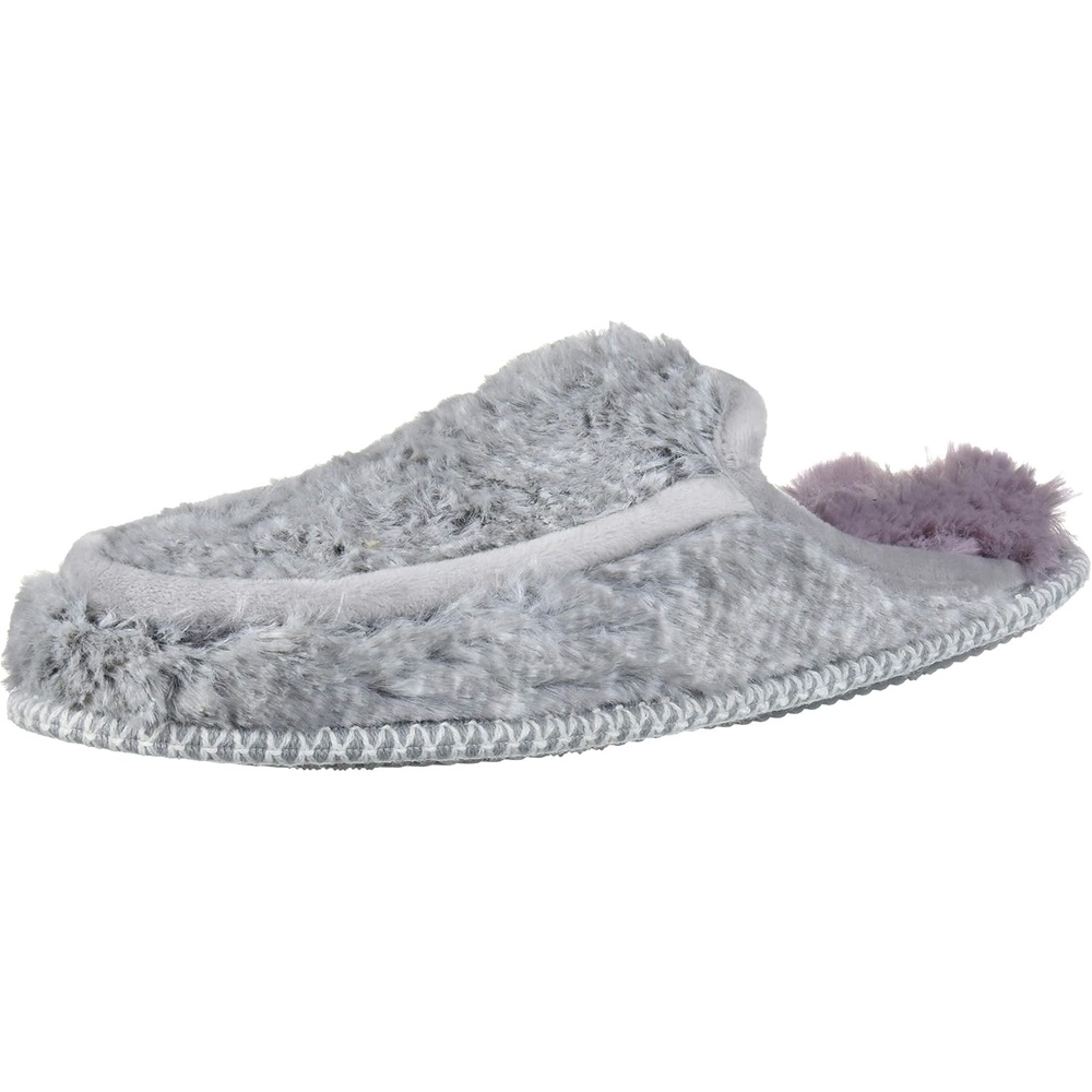 image:imageDearfoams Womens Pile Scuff W Velour Trim SlipperGrey
