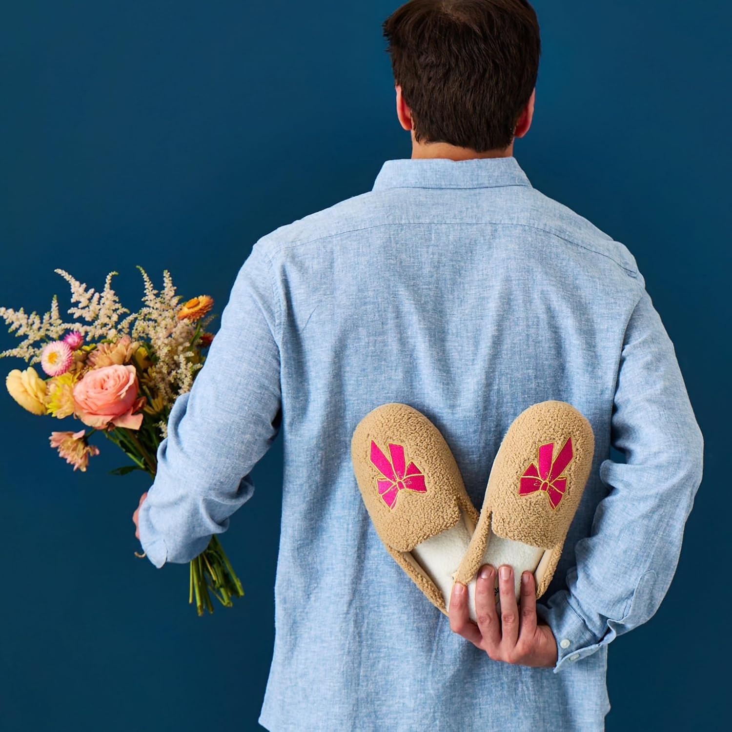 image:imageDearfoams womens Icon Embroidered Slippers Cozy Fuzzy Scuff House ShoesPink Bow Emrboidered