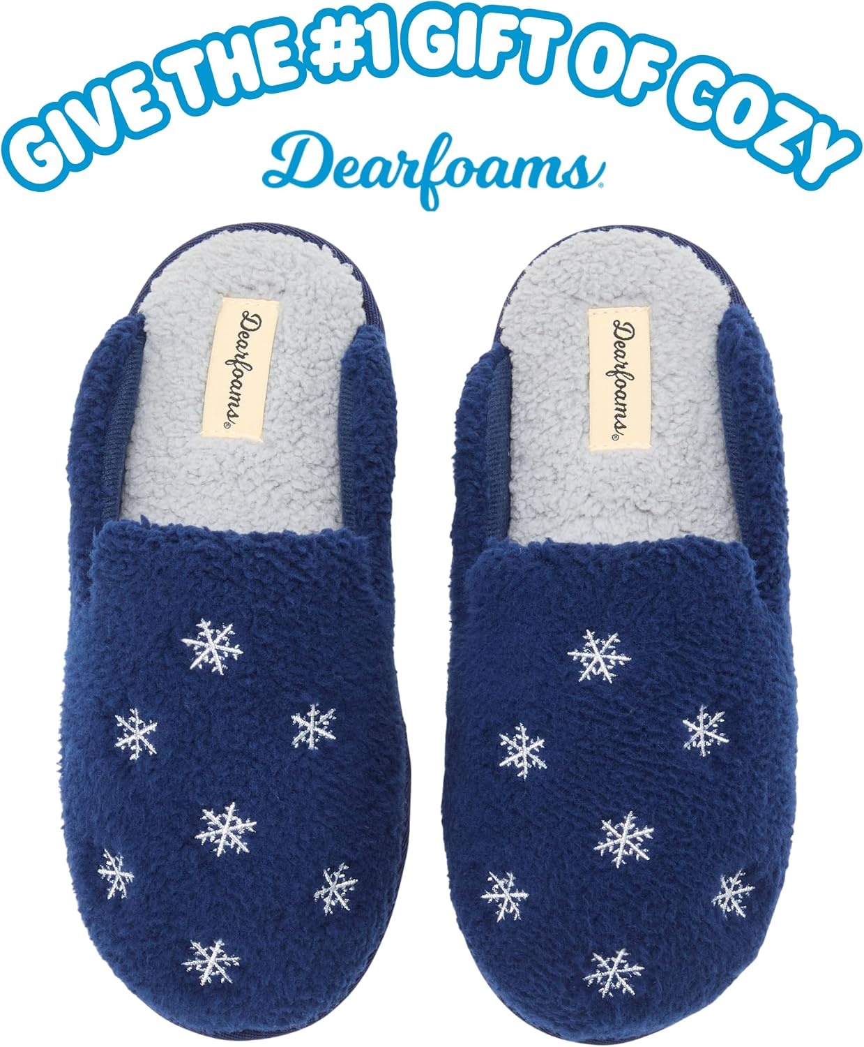 image:imageDearfoams womens Icon Embroidered Slippers Cozy Fuzzy Scuff House ShoesSnowflake Icon