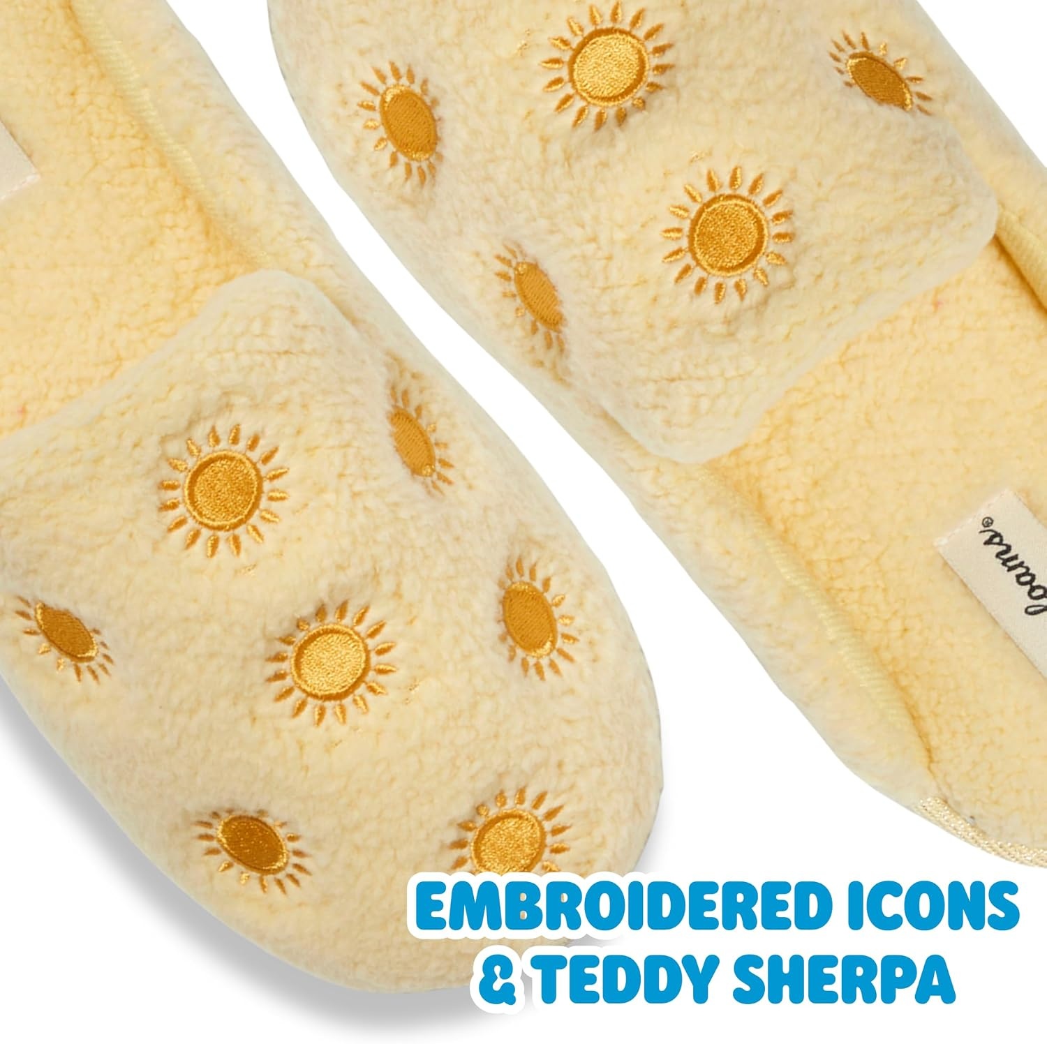 image:imageDearfoams womens Icon Embroidered Slippers Cozy Fuzzy Scuff House ShoesYellow