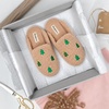 Dearfoams womens Icon Embroidered Slippers, Cozy Fuzzy Scuff House Shoes(Christmas Tree Icon)