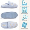 Dearfoams womens Icon Embroidered Slippers, Cozy Fuzzy Scuff House Shoes(Light Blue Bows)