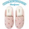 Dearfoams womens Icon Embroidered Slippers, Cozy Fuzzy Scuff House Shoes(Pink)