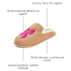 Dearfoams womens Icon Embroidered Slippers, Cozy Fuzzy Scuff House Shoes(Pink Bow Emrboidered)