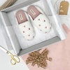 Dearfoams womens Icon Embroidered Slippers, Cozy Fuzzy Scuff House Shoes(Pink Hearts)