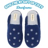 Dearfoams womens Icon Embroidered Slippers, Cozy Fuzzy Scuff House Shoes(Snowflake Icon)
