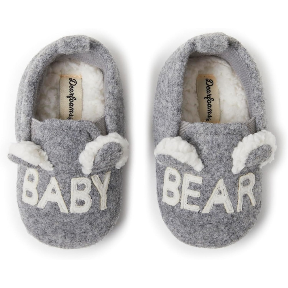 image:imageDearfoams Easter Basket Stuffers Gifts for Kids Toddler Lil Slipper Light Grey Baby Bear 6 9 Months Unisex Infant