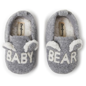 Dearfoams Easter Basket Stuffers Gifts for Kids Toddler Lil Slipper, Light Grey Baby Bear, 6 9 Months Unisex Infant
