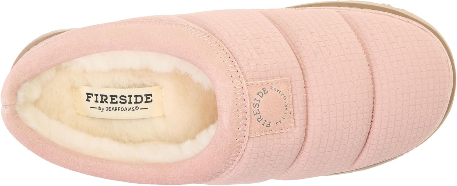 image:imageDearfoams Womens Fireside Greta Sport Nylon Puff ClogDusty Pink