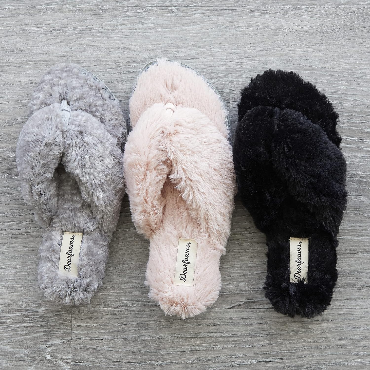 image:imageDearfoams Womens Marie Furry ThongDusty Pink