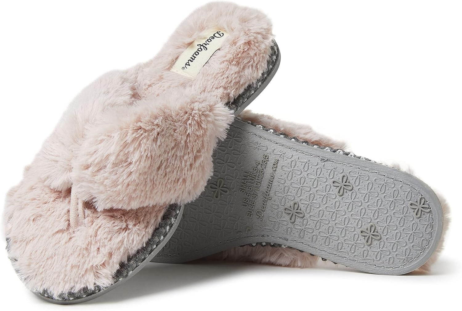 image:imageDearfoams Womens Marie Furry ThongDusty Pink