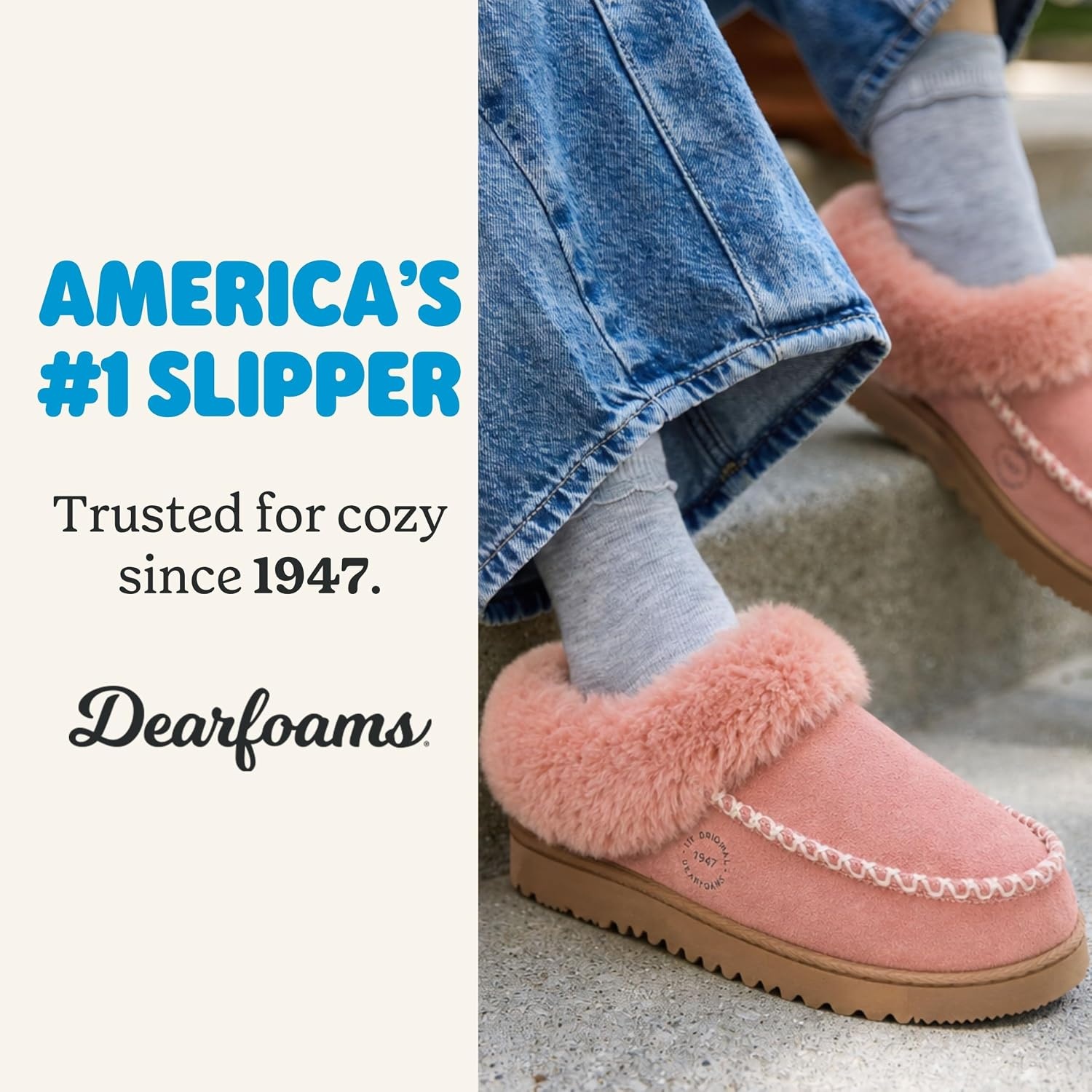 image:imageDearfoams womens House Slipper Memory Foam Fuzzy Suede Clog Blaine Furry Cuff Indoor ShoesDusty Pink