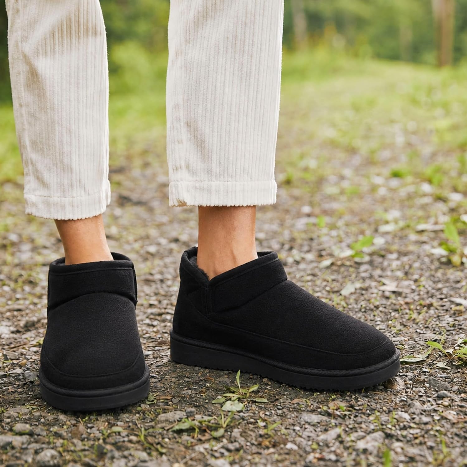 image:imageDearfoams womens Memory Foam House Shoes Microsuede Bootie Plush Lined Indoor Outdoor Boot SlippersBlack