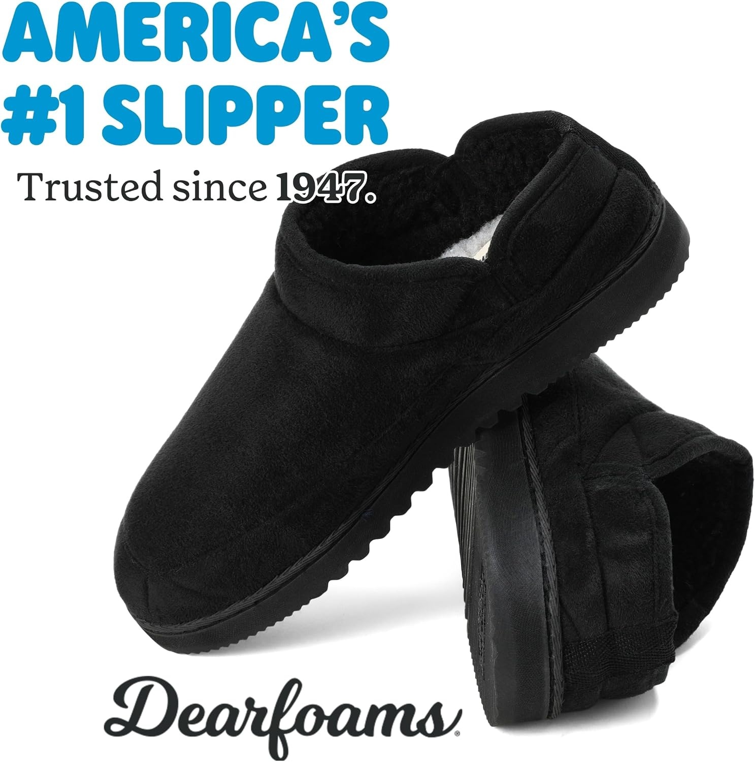 image:imageDearfoams womens Memory Foam House Shoes Microsuede Bootie Plush Lined Indoor Outdoor Boot SlippersBlack