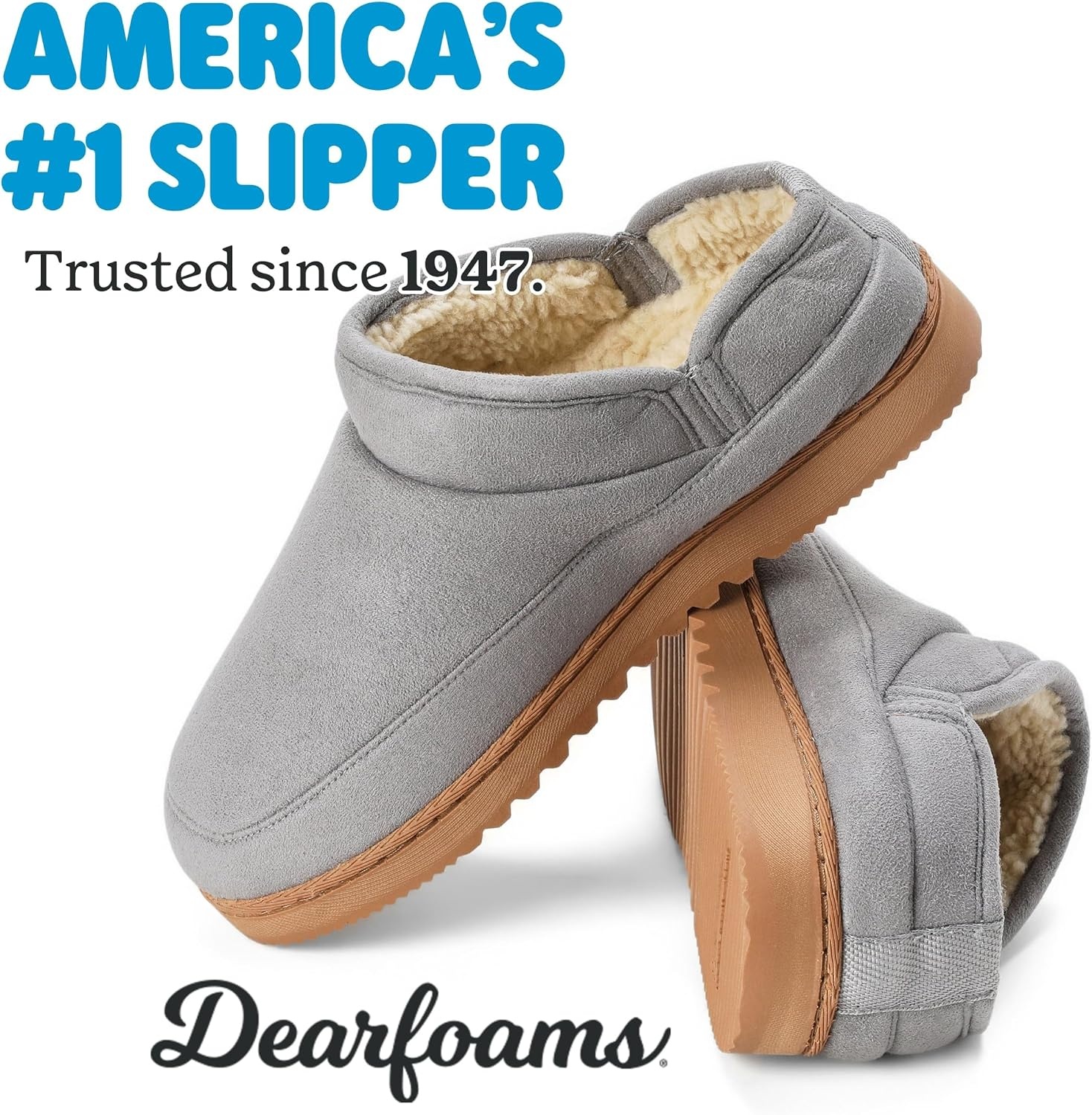 image:imageDearfoams womens Memory Foam House Shoes Microsuede Bootie Plush Lined Indoor Outdoor Boot SlippersMedium Grey