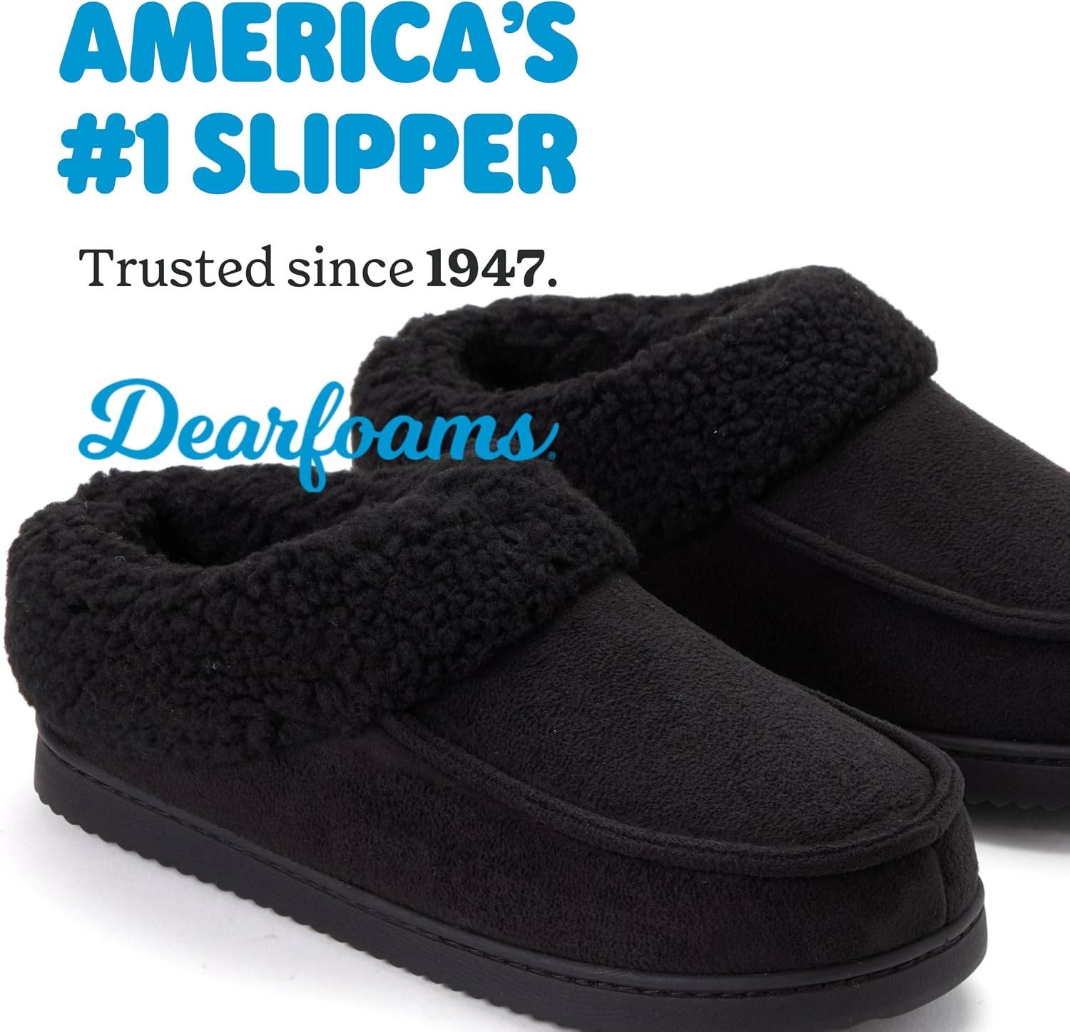 image:imageDearfoams womens Memory Foam House Shoes Slip on Microsuede Clog Plush Lined Indoor Outdoor SlippersBlack