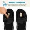 Dearfoams womens House Slipper Memory Foam Fuzzy Suede Clog – Blaine Furry Cuff Indoor Shoes(Black)