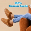 Dearfoams womens House Slipper Memory Foam Fuzzy Suede Clog – Blaine Furry Cuff Indoor Shoes(Chestnut)