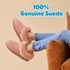Dearfoams womens House Slipper Memory Foam Fuzzy Suede Clog – Blaine Furry Cuff Indoor Shoes(Dusty Pink)