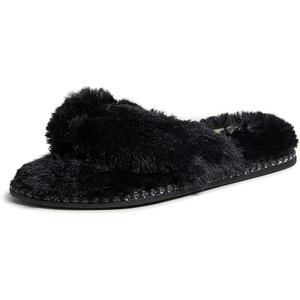 Dearfoams Women’s Marie Furry Thong(Black)