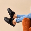 Dearfoams Women’s Memory Foam House Shoes Slip On Microsuede Scuff, Plush Lined Indoor Outdoor Slippers, Black Metallic, 9-10