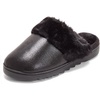 Dearfoams Women’s Memory Foam House Shoes Slip On Microsuede Scuff, Plush Lined Indoor Outdoor Slippers, Black Metallic, 9-10